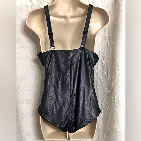 Serra Premium Ladies NWT Metallic Charcoal Black One Piece Swimsuit Large - Picture 4 of 5